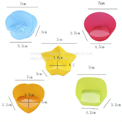 Food Grade Free Bpa Baking Tools Silicone Multi Colors 12pcs Muffin Cup Cake Moulds photo-5