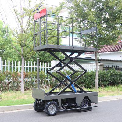 Triangular caterpillar work platform height for greenhouse