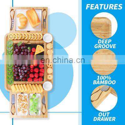 Lazy Susan Bamboo Charcuterie Board Wood Cheese Board With Fruit Tray photo-5