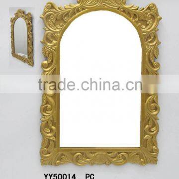 Golden resin framed wall decorative mirror, resin design wall mirror for home decors