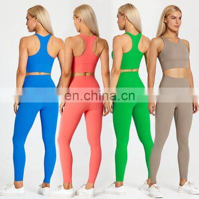 Women Sportswear Active Fitness Suit Workout Sport Wear Gym Clothing Y Back Bra Top High Waist Tights Two Piece Yoga Set