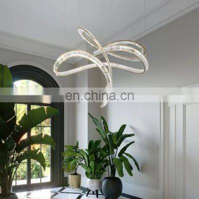 Custom Size Modern Hanging Lighting Luxury Art Crystal Pendant Light Hotel Application Lobby