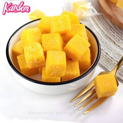 Cube shape sour and sweet chewy mango jelly soft candy