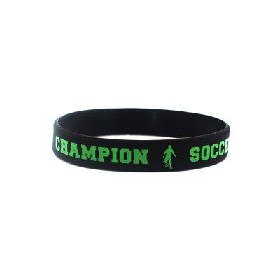 Factory Price in Stock Football Match Striped Design As a Set Printed Champion Big Stretch Soccer Sport Silicone Bracelet photo-5