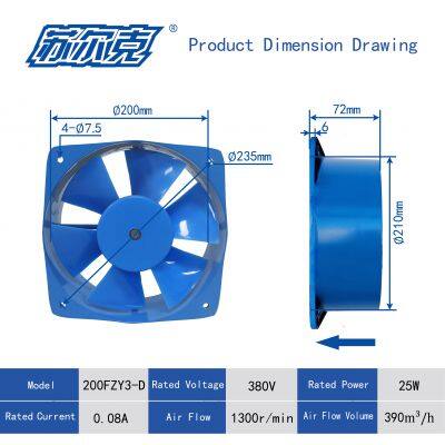 200FZY Warehouse Ventilation Fans /200mm Squirrel Cage Axial Fan Motor/equipment Cooling Fan photo-4