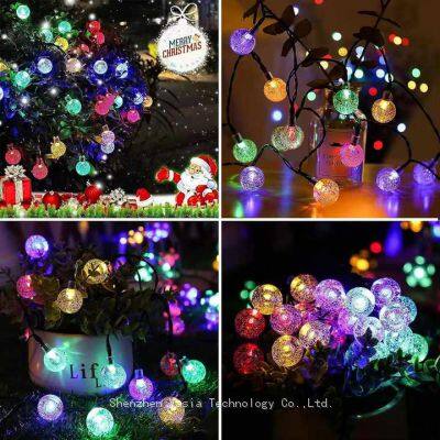 Factory Supply Solar Crystal Ball String Lights - 8 Modes Waterproof for Outdoor Christmas Party Garden Decor