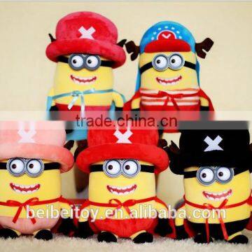 2015 hot sell despicable me minion stuffed cartoon plush toys with cap