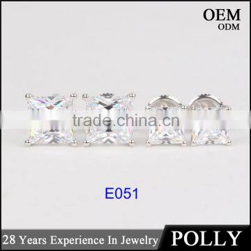 14KT Solid Gold Princess Cut AAAAA CZ Earrings Jewelry Manufacturers photo-3