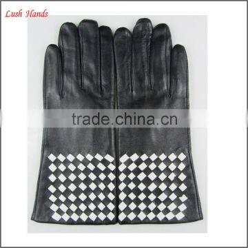 Ladies Fashion Nappa Sheep Weaving Leather Gloves photo-2