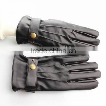 Cheap pu Leather Winter Gloves With Belt Buckle for Mens photo-3