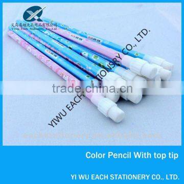 HB plastic film wooden pencil with big eraser