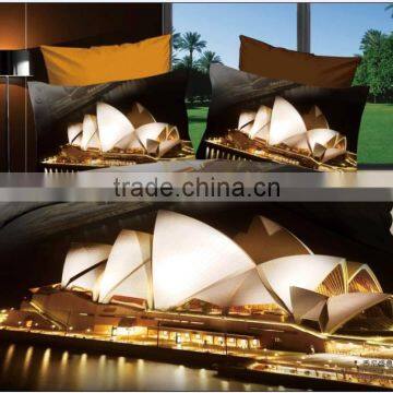 Trade Assurance 100% Cotton Reactive Printed City Architecture /3Ddesign for Bed Sheet In China