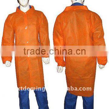 Disposable Polypropylene Lab Coat with Buttons Closed