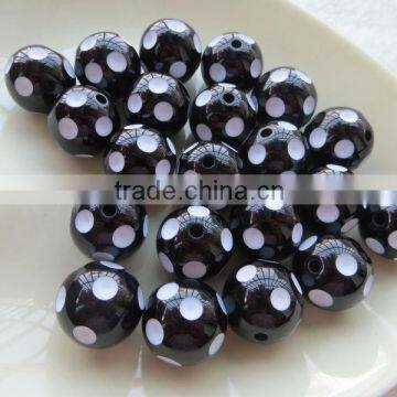 Black 12mm to 24MM Hot Fashion Chunky Acrylic Resin Polka Dip Dot Beads for chunky bead necklace for little girl