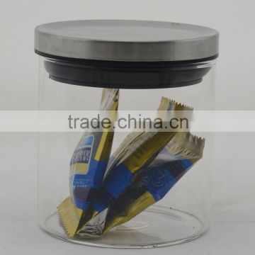 high quality metal cap glass stash jar