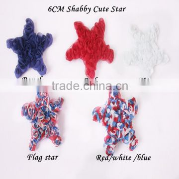 Independence Day red white blue chiffon shabby flowers trim wholesale headbands flower shabby chiffon flower shabby flower