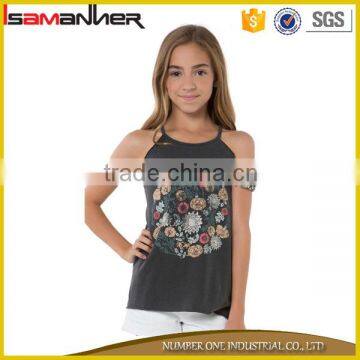 Hot selling fashion child tops breathable halter tops wholesale for girls