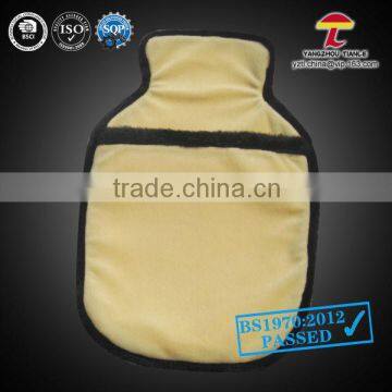 2000ml hot water bag with faux fur cover back pocket