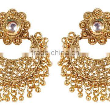 Indian Exclusive Beautiful Charming Kundan Stone Partywear Polki Earrings For Women & Girls photo-2