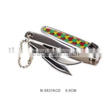 Nail clipper with bottle opener and knife