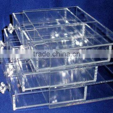 3 drawer acrylic jewelry box with handle