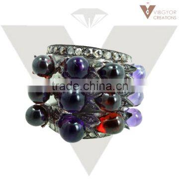 925 sterling Silver Amethyst Ring, Pave Diamond Expensive Ring Jewelry Wholesale Jewelry Supplier