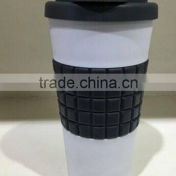 plastic drinkware BPA Free double wall coffee mug PP mug with locking lid and seal ring