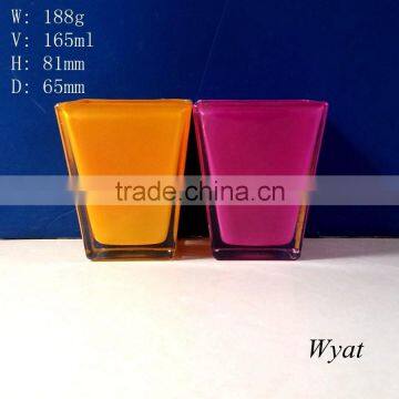 165ml colored square glass candlestick for home decor SLJd47