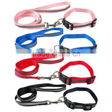 Polyester Reflective Night Safety Walking Dog Pet Collars & Leash Dog Lead Set