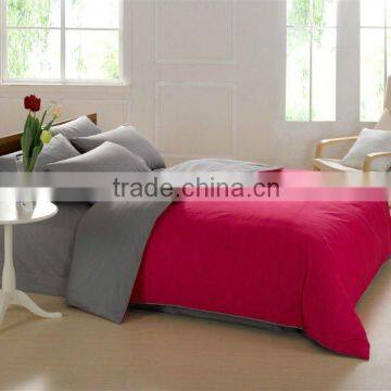 red and grey solid color queen size bed cover set