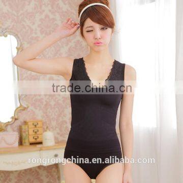 High Quality Lace Design Lady Tank Top Tummy Control V Neck Tank Top