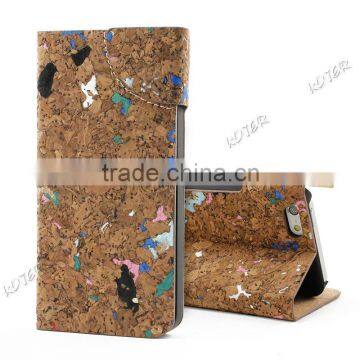 Flip Wood Leather Case for iPhone 5