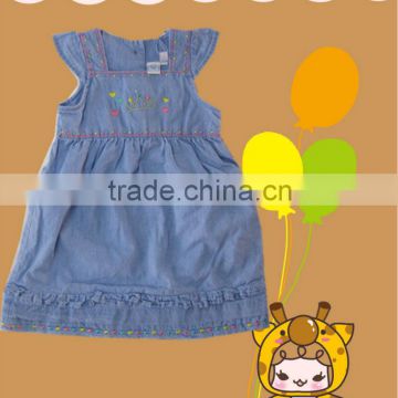 kids clothes children clothing girls stripe denim dress China made