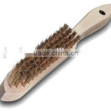 4 Row Heavy-duty brass wire brush with hardwood handle