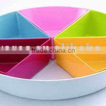 Solid color 6 sections Melamine tray for chip and dip