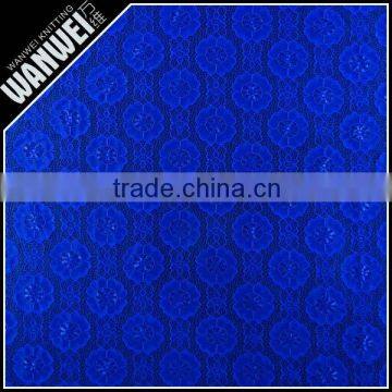 blue flowers new fashion style lace fabric wholesale with elastic covering spandex yarns for wedding dress T-079