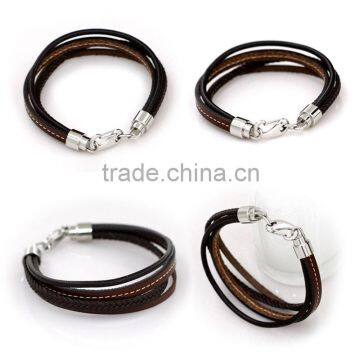 Dongguan Jewelry Factory Lobster Clasp Stainless Steel Bulk Leather Bracelet photo-5