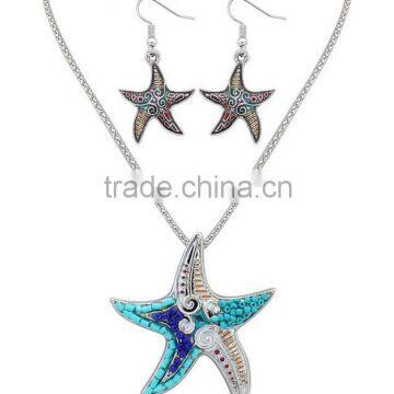Top beautiful starfish multi color measle pendant necklace,Handwork avon starfish fashion dubai gold jewelry necklace