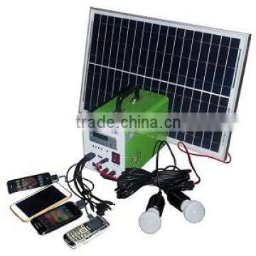 price portable home use 10W poly panel 7ah 12V solar led kit mini solar system with mobile charger