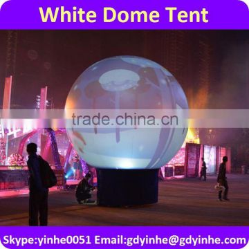 2016 small single layer white inflatable 3D projection dome tent