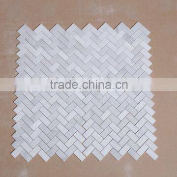 polished oriental white herringbone mosaic tile for bathroom