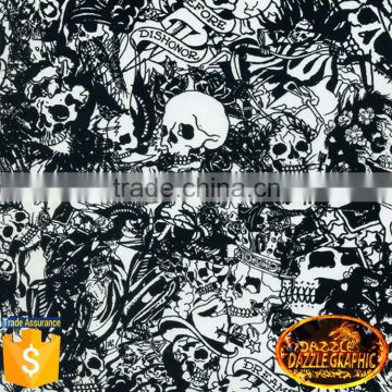 Sales Promotion Skull Pattern Hydrographic Film No.DGMA23-1 Black Hydro Dipping Pattern Water Transfer Film