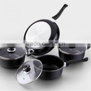 Aluminum 7pcs kitchen cookware sets nonstick frying pan suace pot stock pot seen as on TV