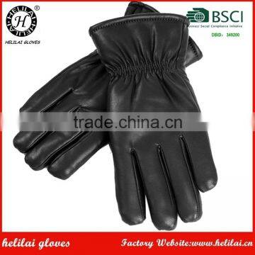 Helilai Black Daily Life Men Sheep Leather Warm Gloves In Winter