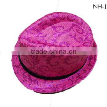 Pink decoration fedora hat