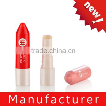 2016 cute crayon shaped plastic lip balm container