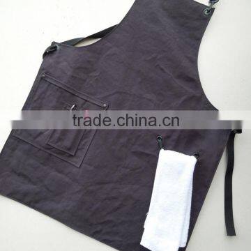 high quality barista canvas cross back apron with usefule pockets
