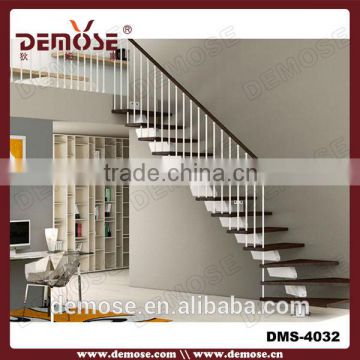 indoor iron mono stringer staircase with wooden steps