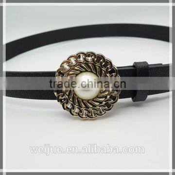 2015 new fashion leather flower pearl belt for women