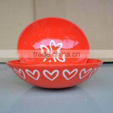 Orange big lacquer bowl with flower